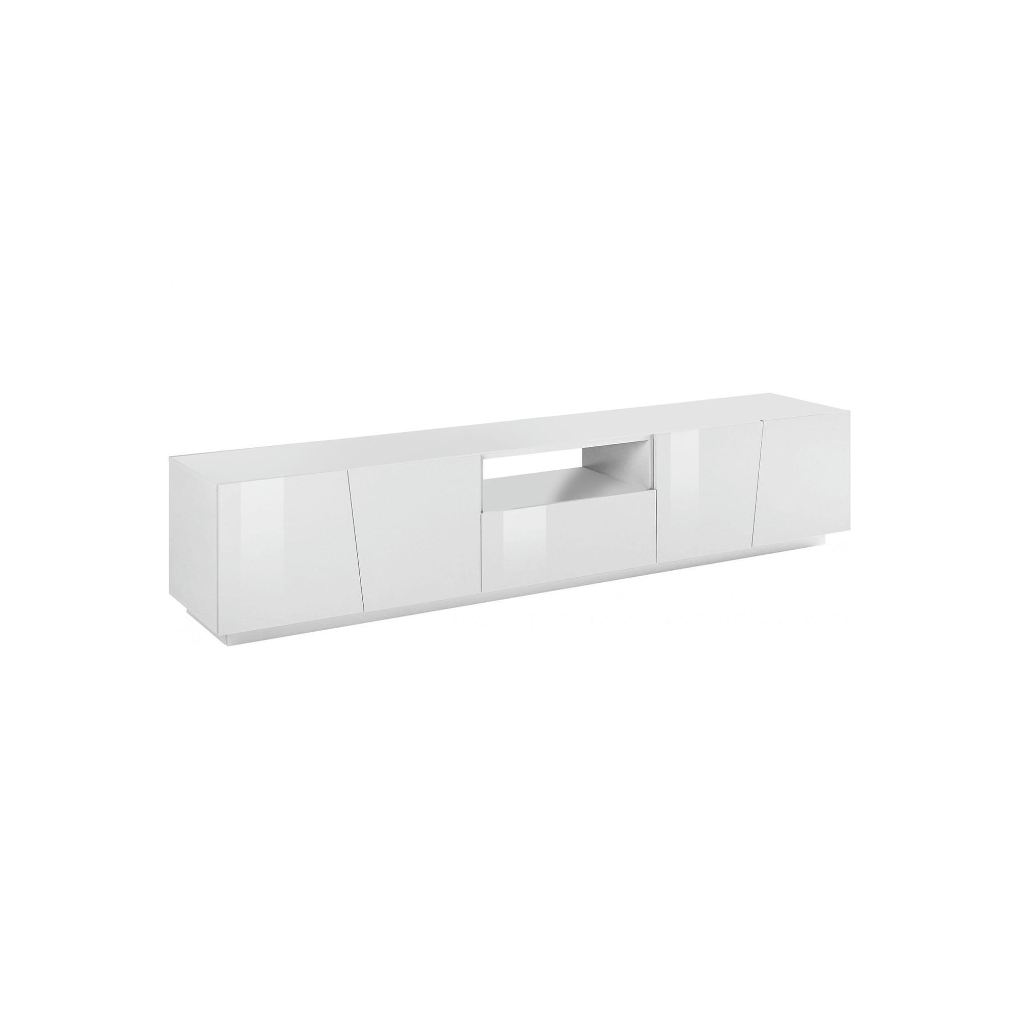- Meuble tv de salon effet bois blanc brillant