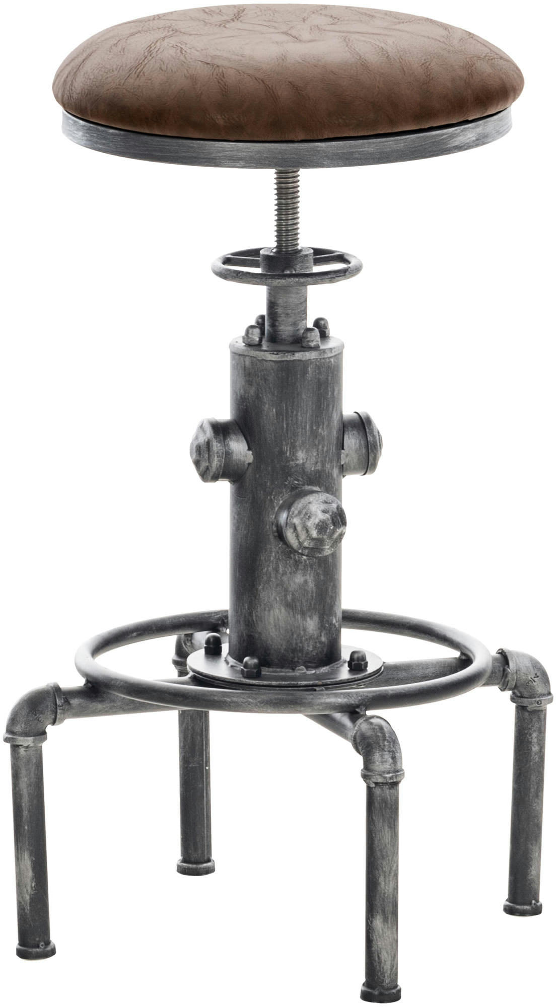 LUMOS - Tabouret de bar industriel réglable en similicuir vintage Marron