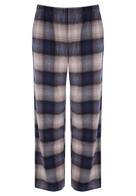 Mens Navy Check Jersey Woven Pyjama Set