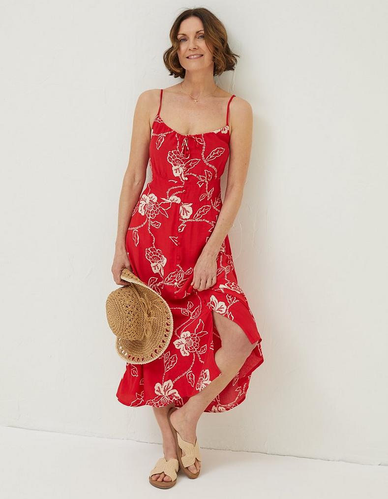 Ariel Batik Red Midi Dress