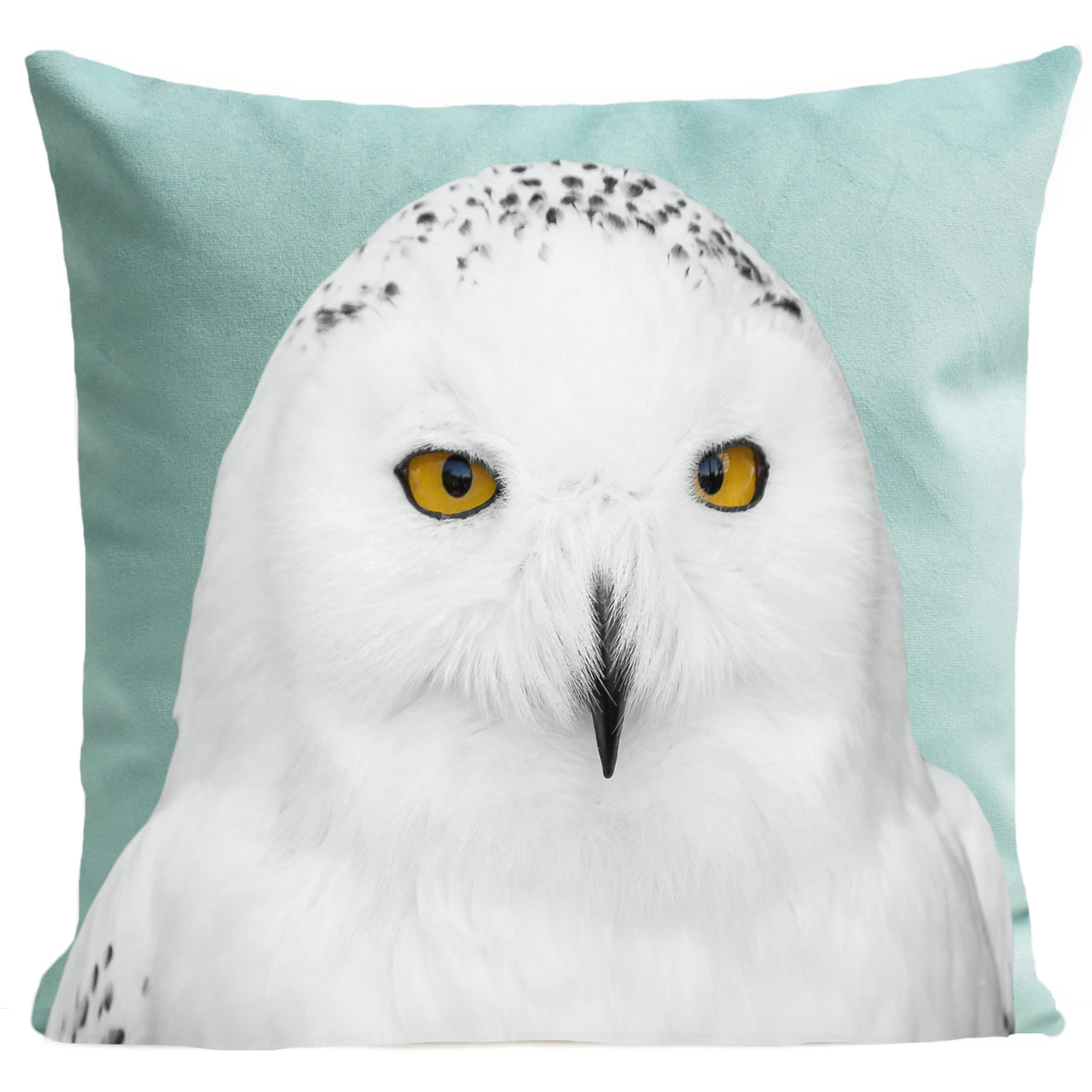 - Coussin oiseau chouette suédine bleu 40x40cm