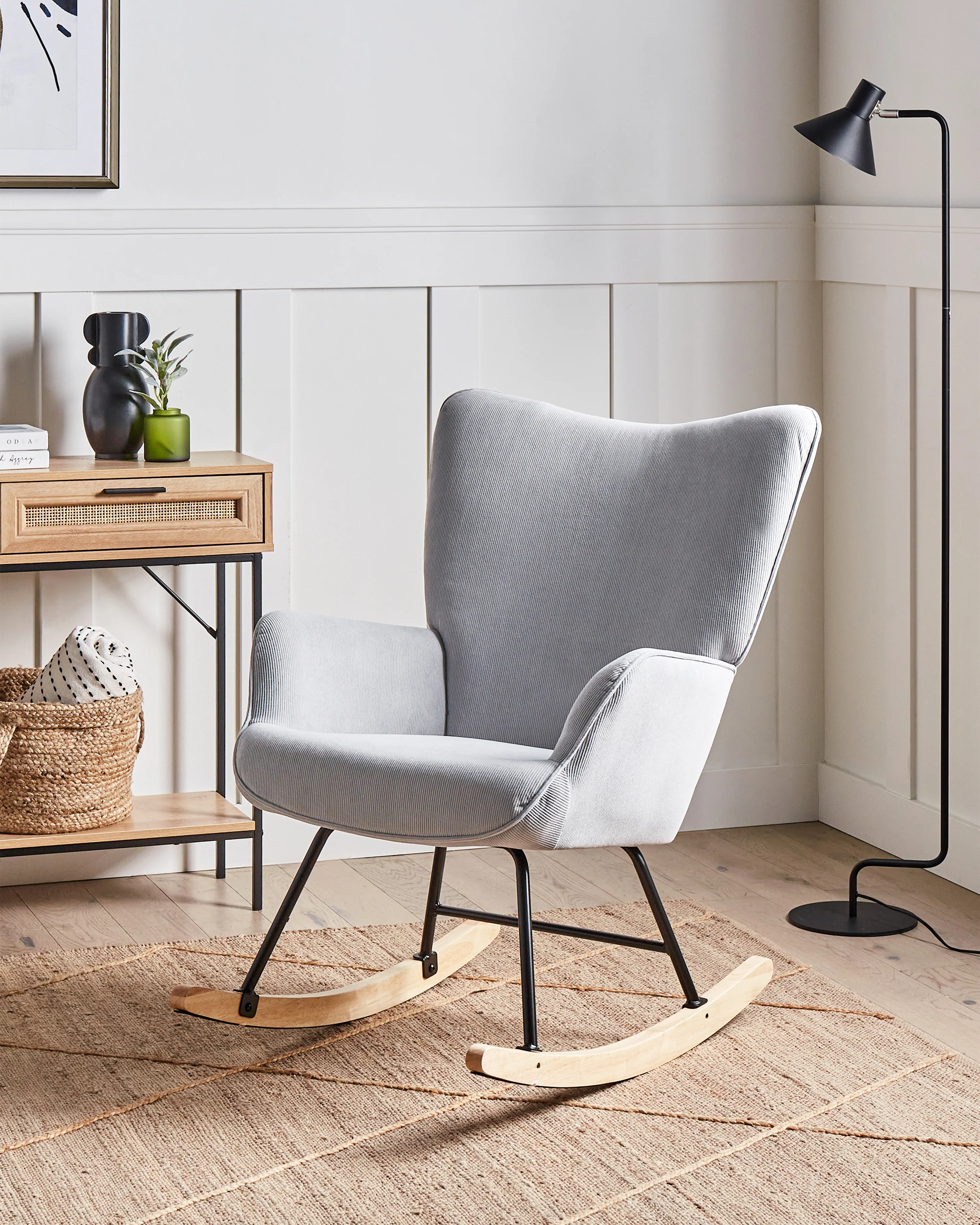 Rocking Chair ARSET Corduroy Light Blue