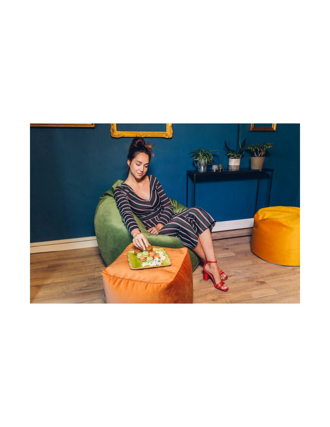 JUMBO VELVET - Repose pieds d'intérieur en velours curry