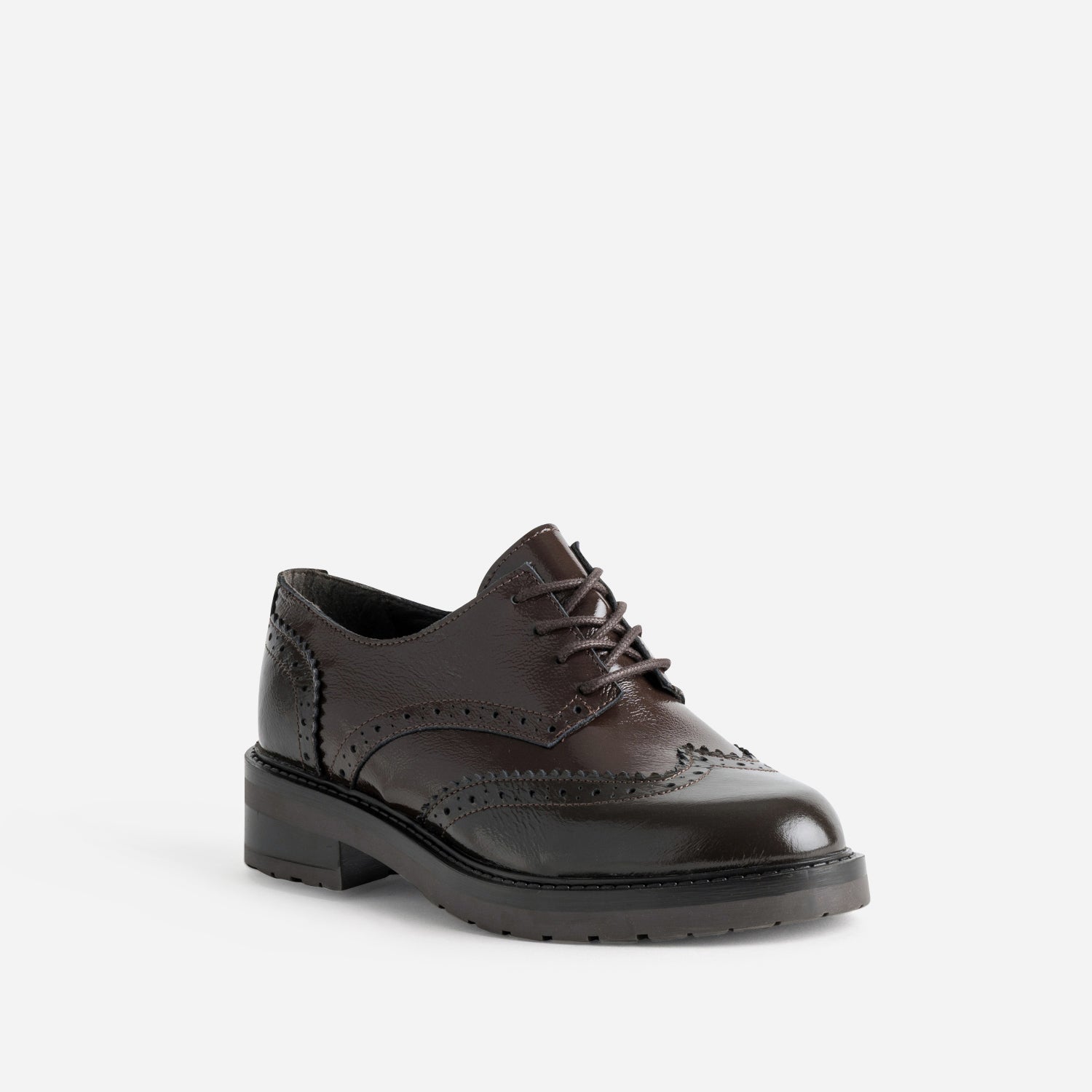 Richelieu marron cuir glacé bicolore