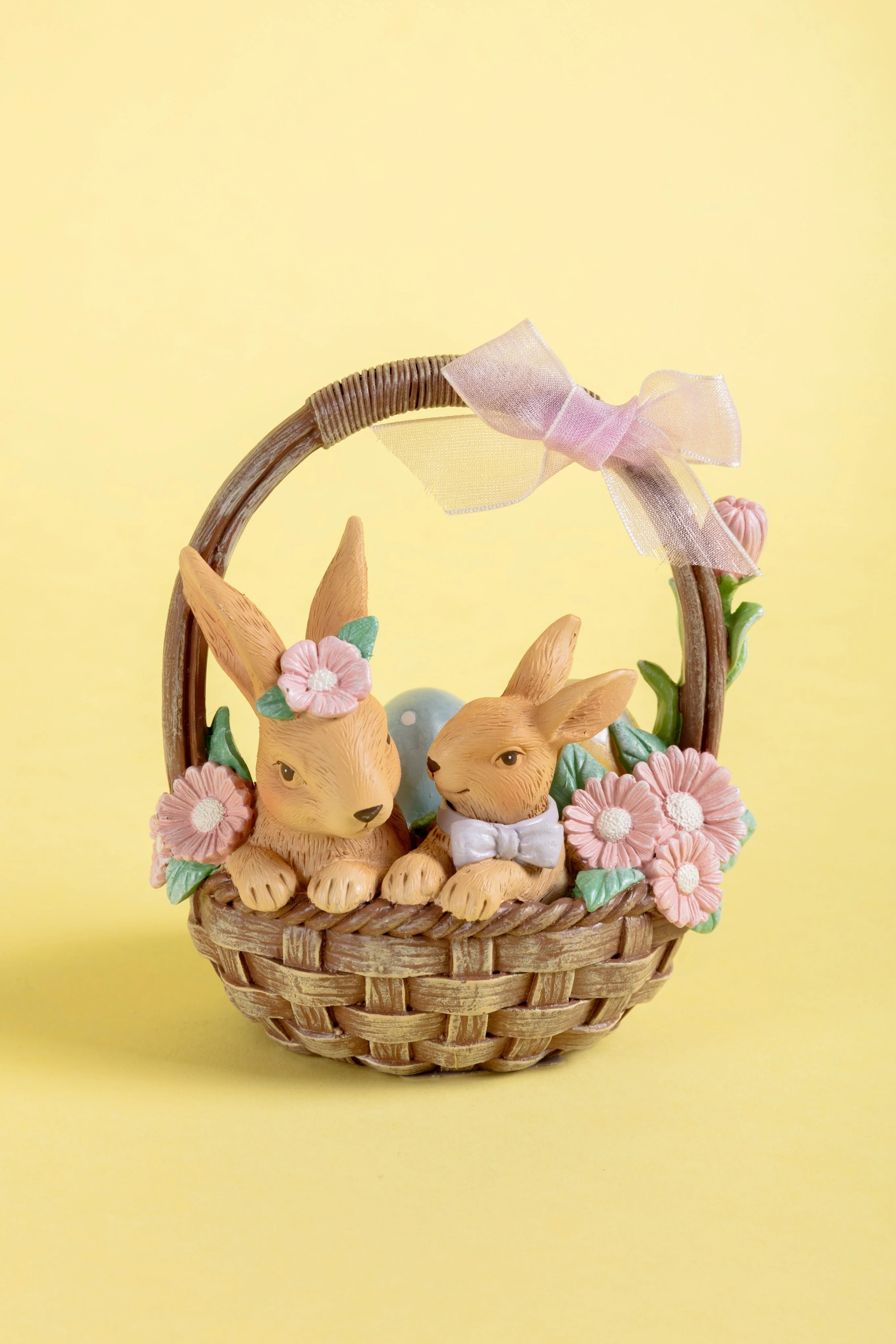 Decorative Easter Bunny Couple in Basket
