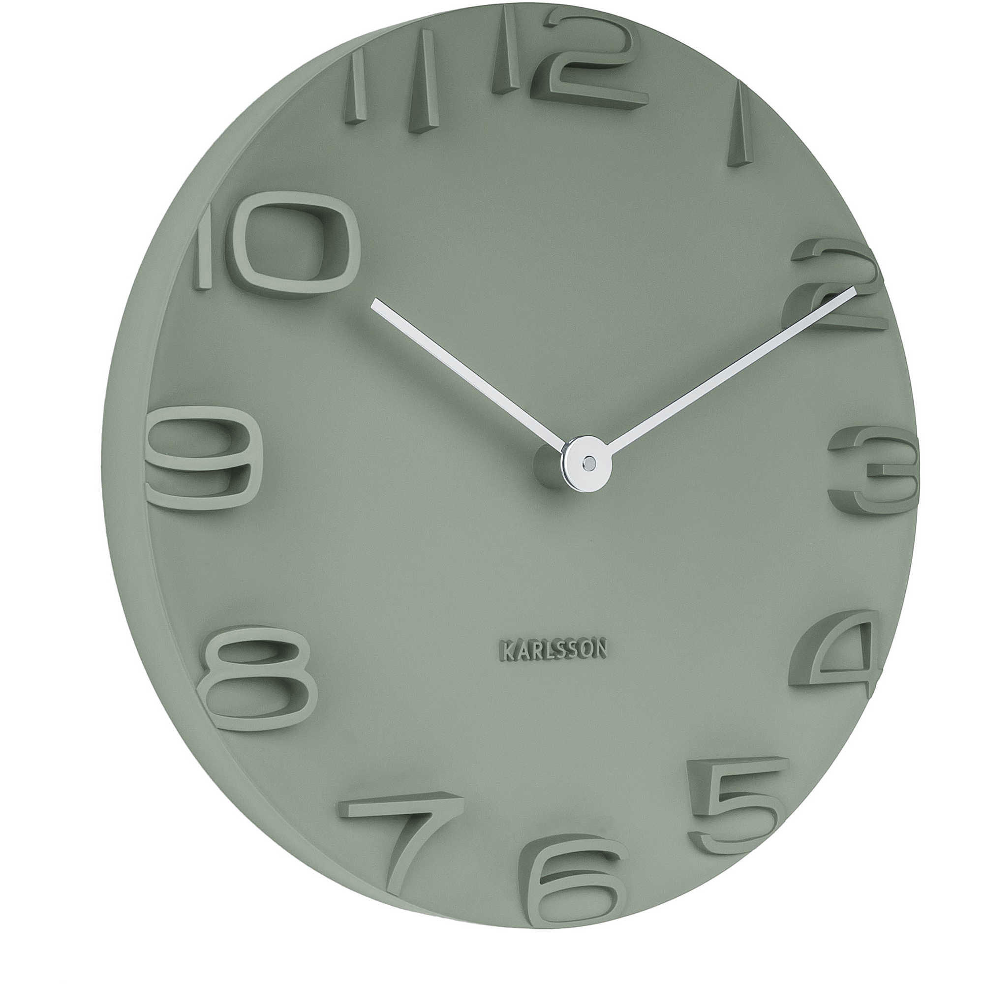 ON THE EDGE - Horloge murale en plastique gris vert D42