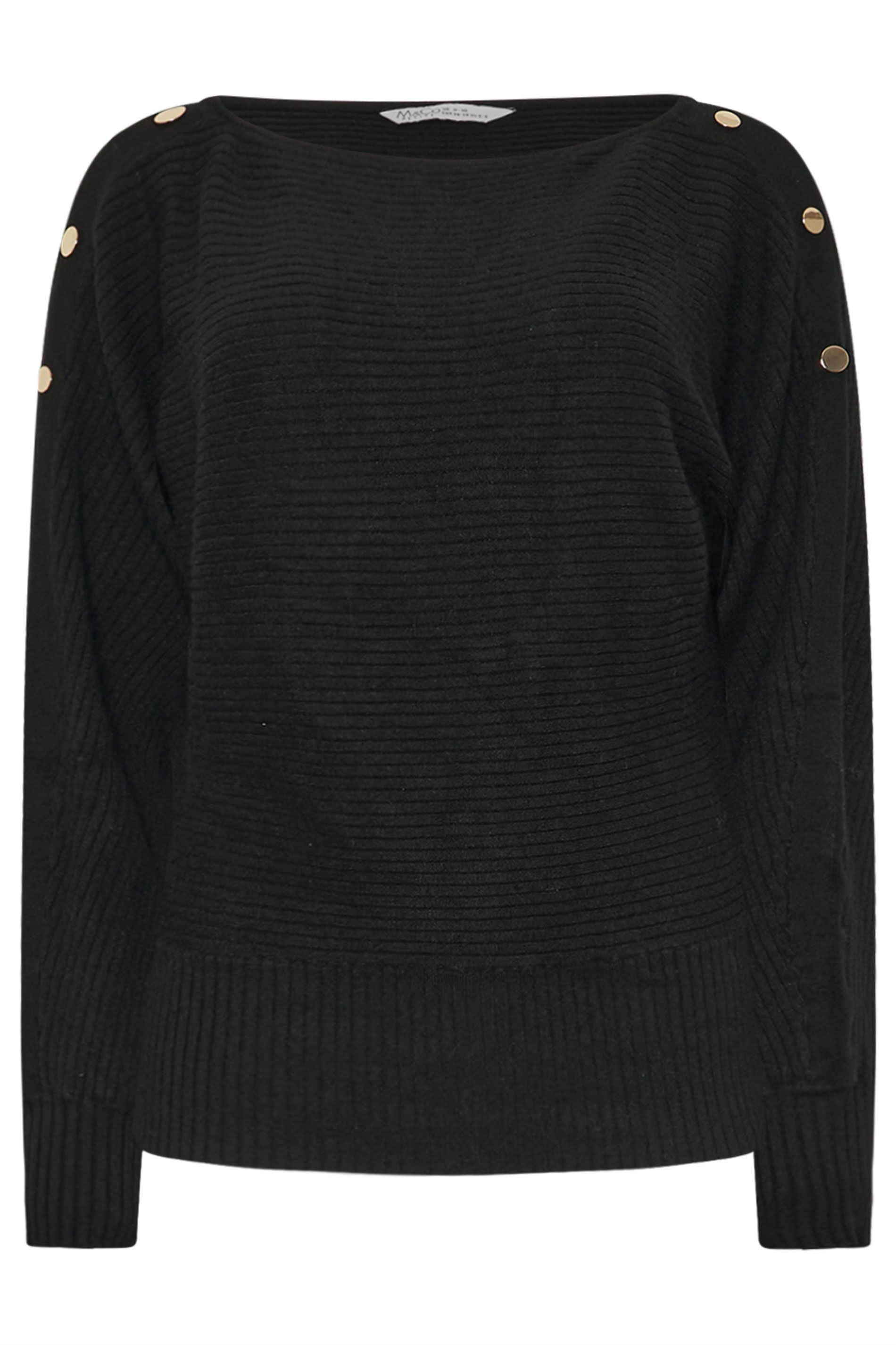 M&Co Petite Button Sleeve Ribbed Jumper
