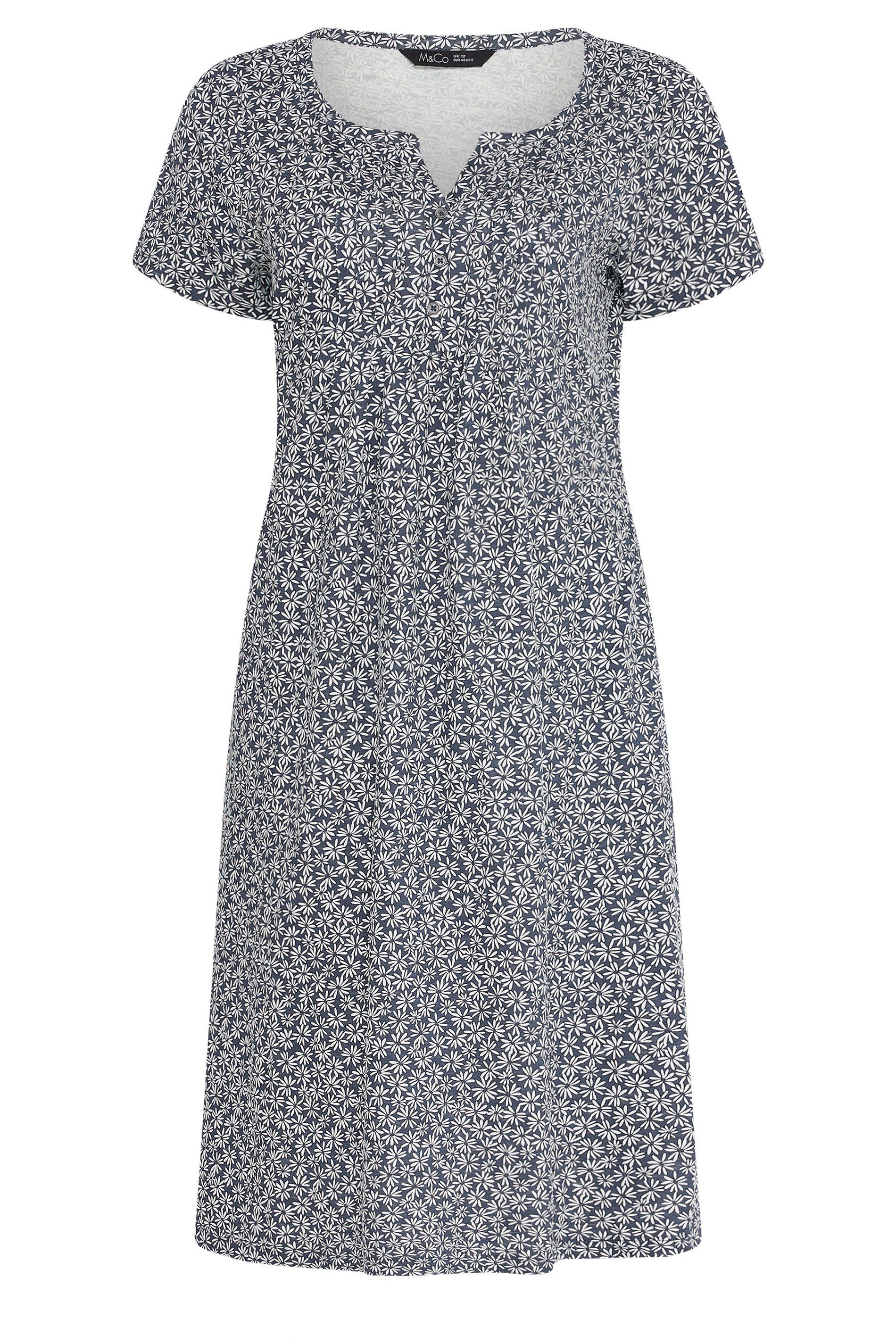 M&Co Printed Henley Cotton Midi Dress