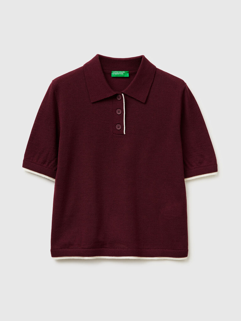 100% Merino wool polo shirt