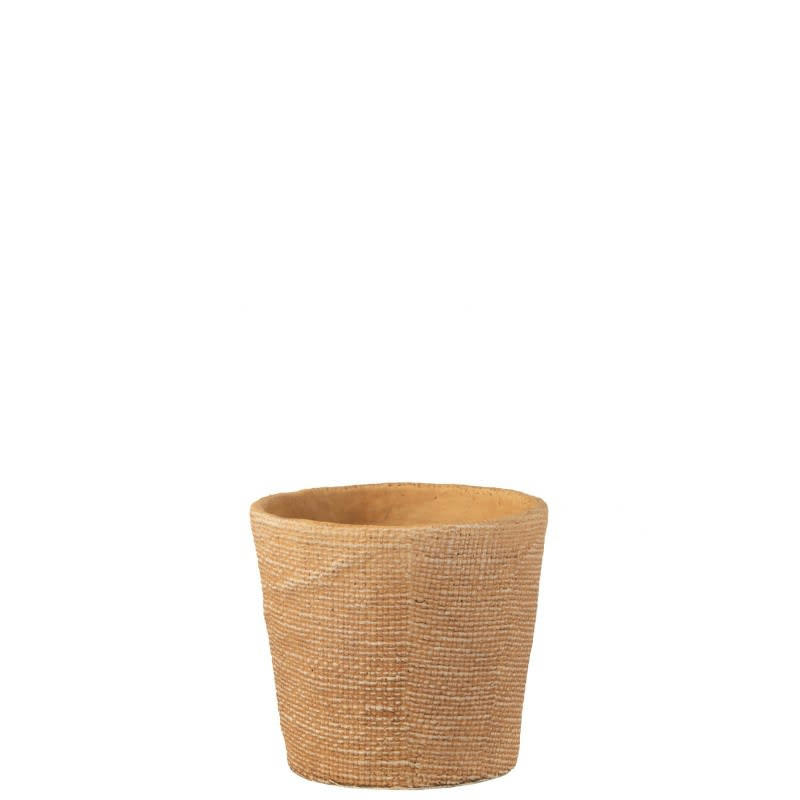 - Cache pot avec motifs bistro en ciment naturel 17x17x16 cm