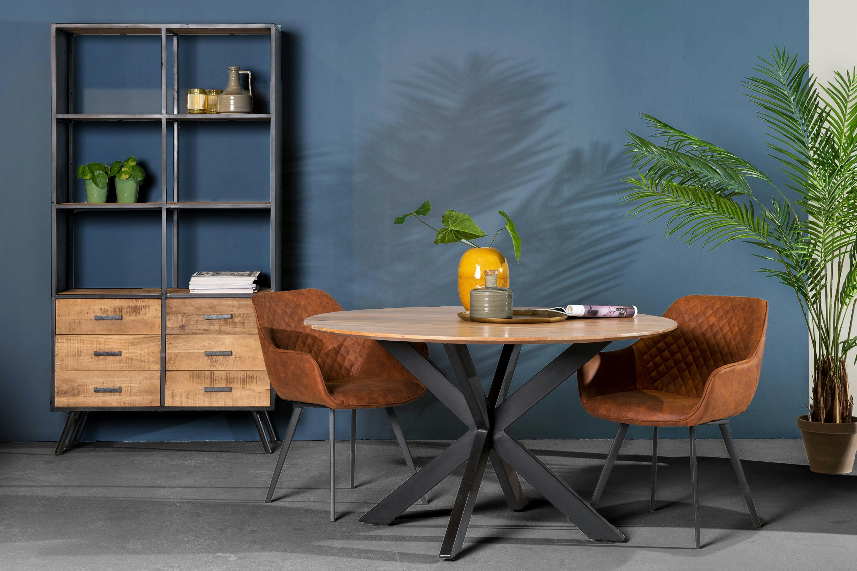 URBAN - URBAN-Table à manger ronde 6 personnes D130 cm, Spider et Acacia