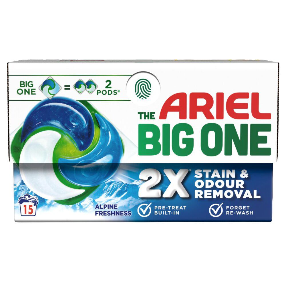 Lessive capsule Ariel Big One fraÎcheur alpine 15 lavages 544,5gr