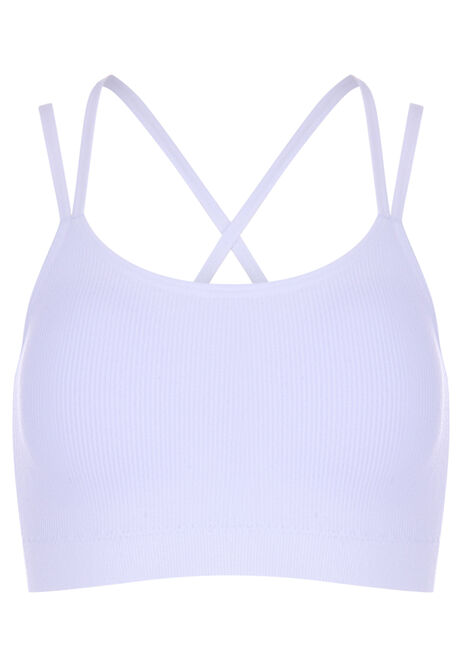 Older Girls White Rib Seam Free Comfort Bra