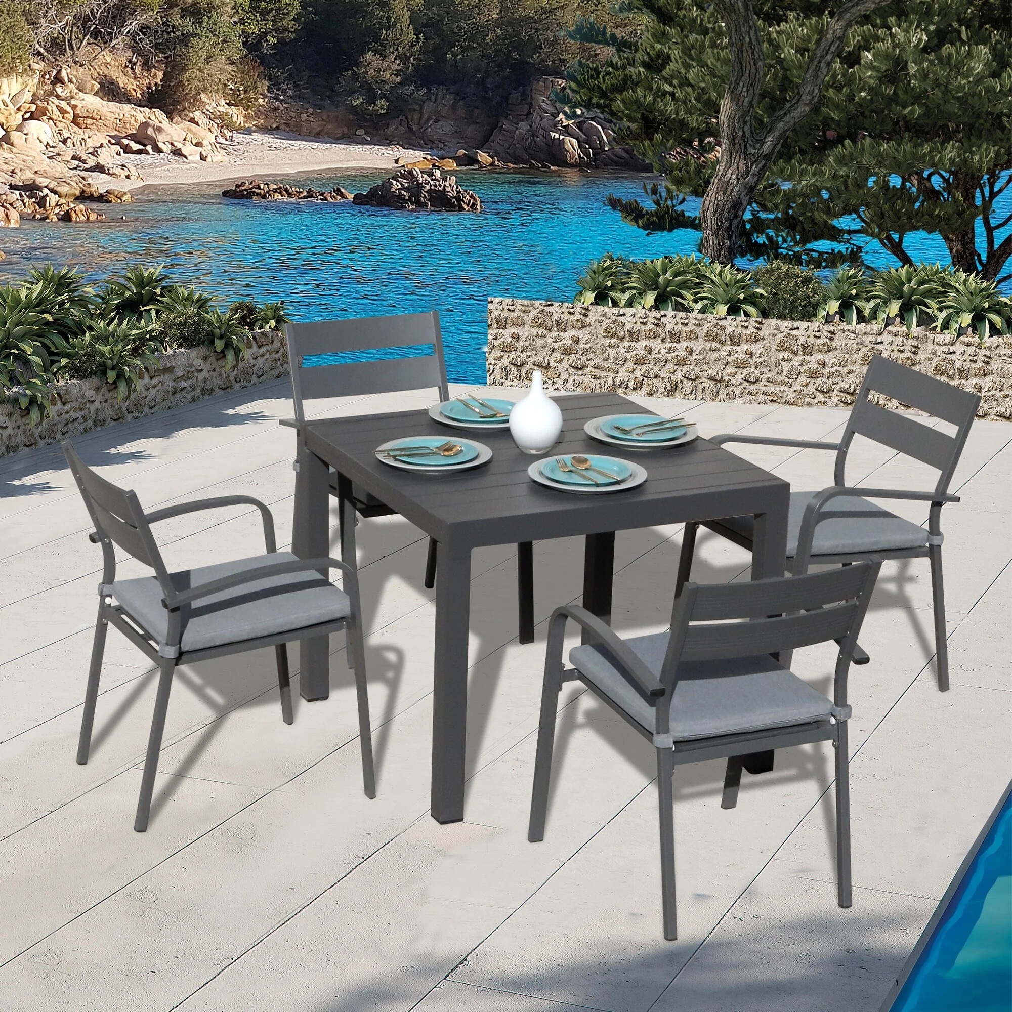 5-Piece Outdoor Aluminum Dining Set