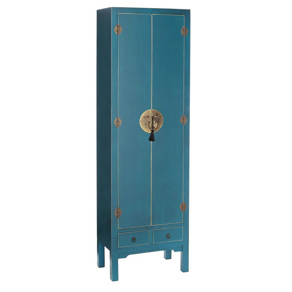 IVANA - Armoire  2 portes 2 tiroirs coloris bleu