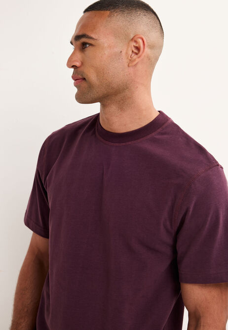 Mens Plum Peached Cotton Rich T-Shirt