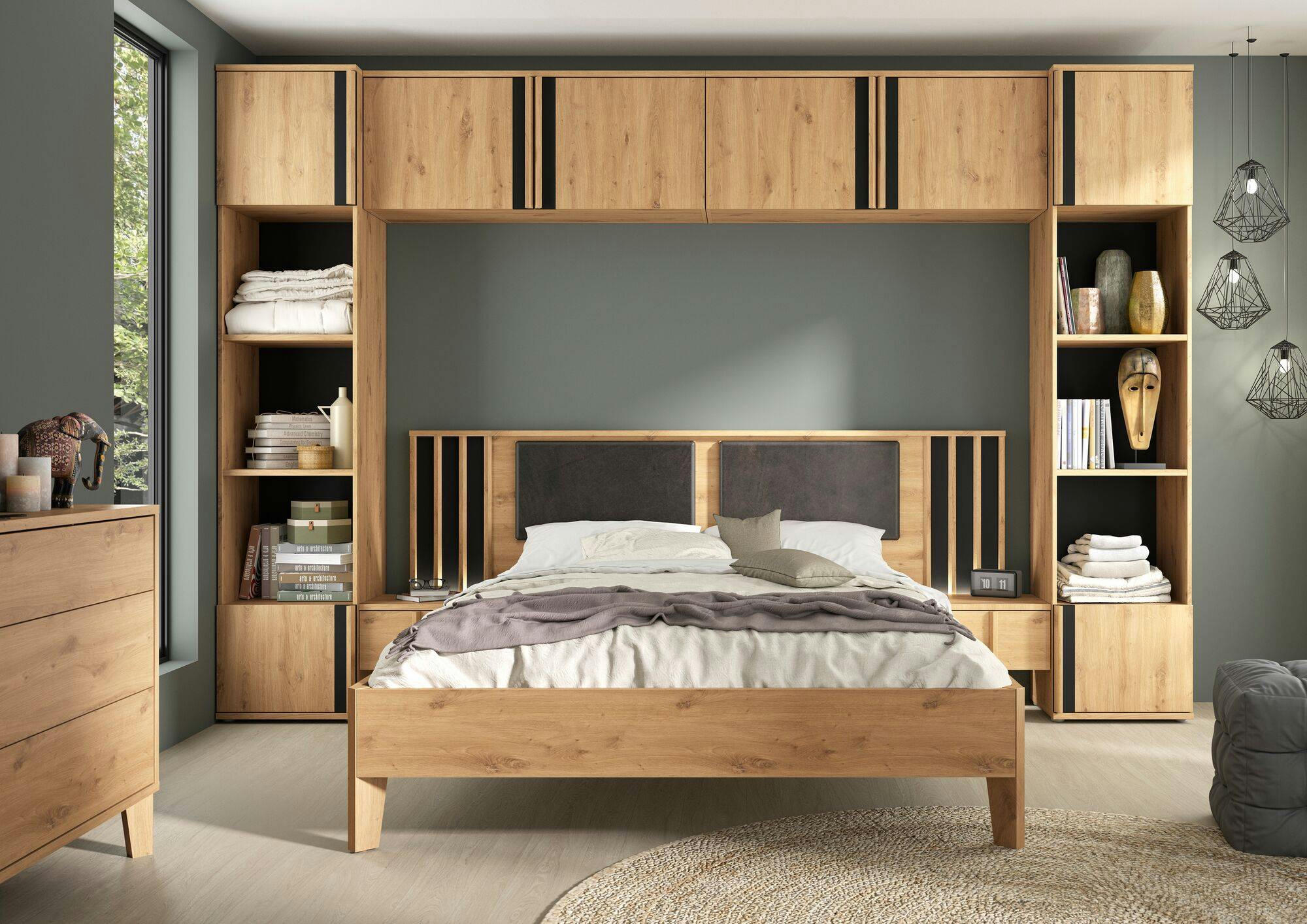 EVA - Module haut 1 porte effet bois clair