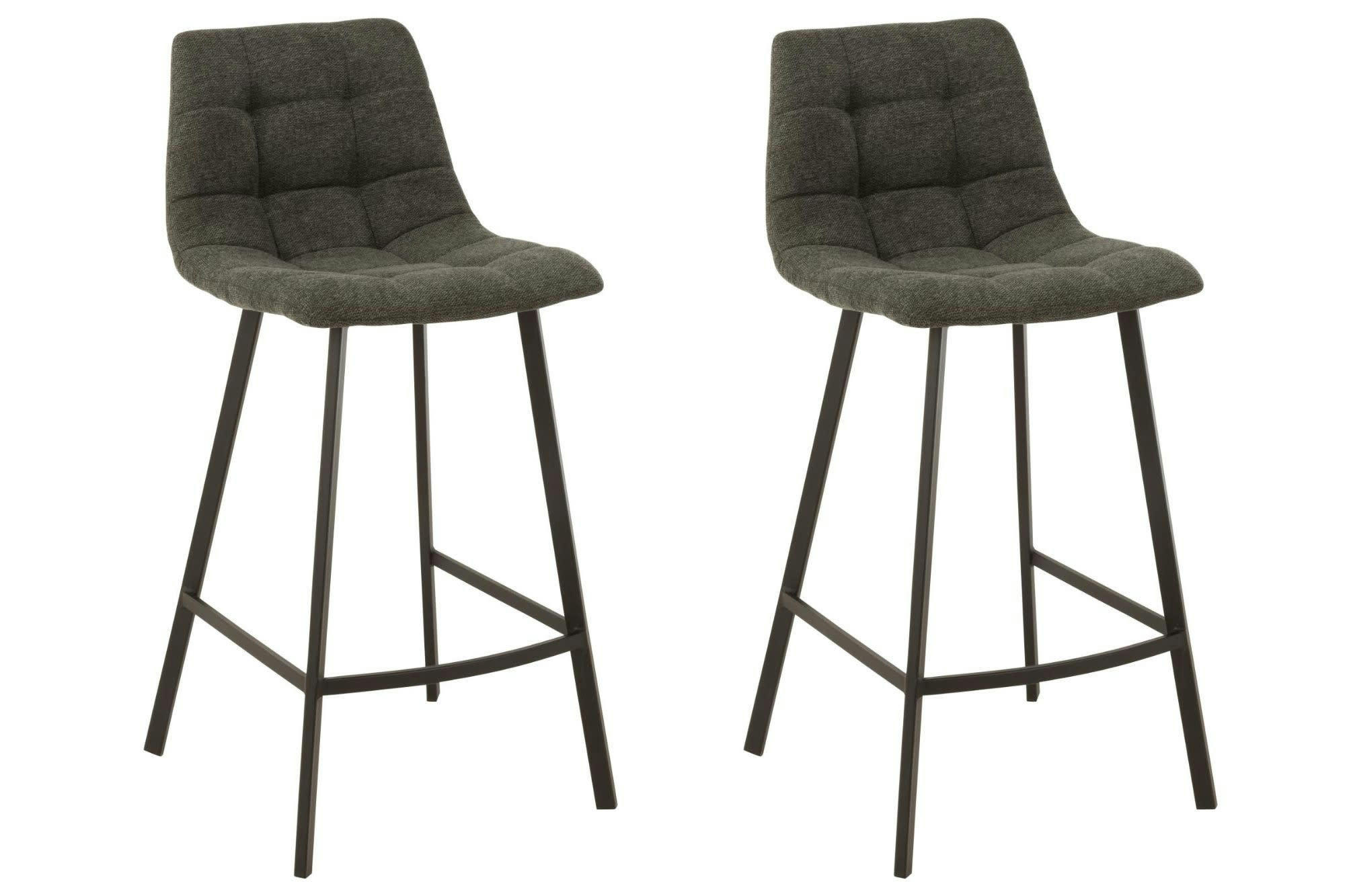 OLIVIA - Lot de 2 chaise de bar en tissu et en métal noir ( lot de 2)