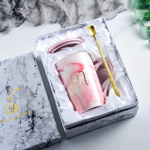 NNETM Chic Marble Ceramic Coffee Mug Set