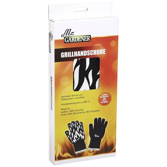 Grillhandschuh, Polyester/Baumwolle/Polyamid, schwarz, bis 260°C