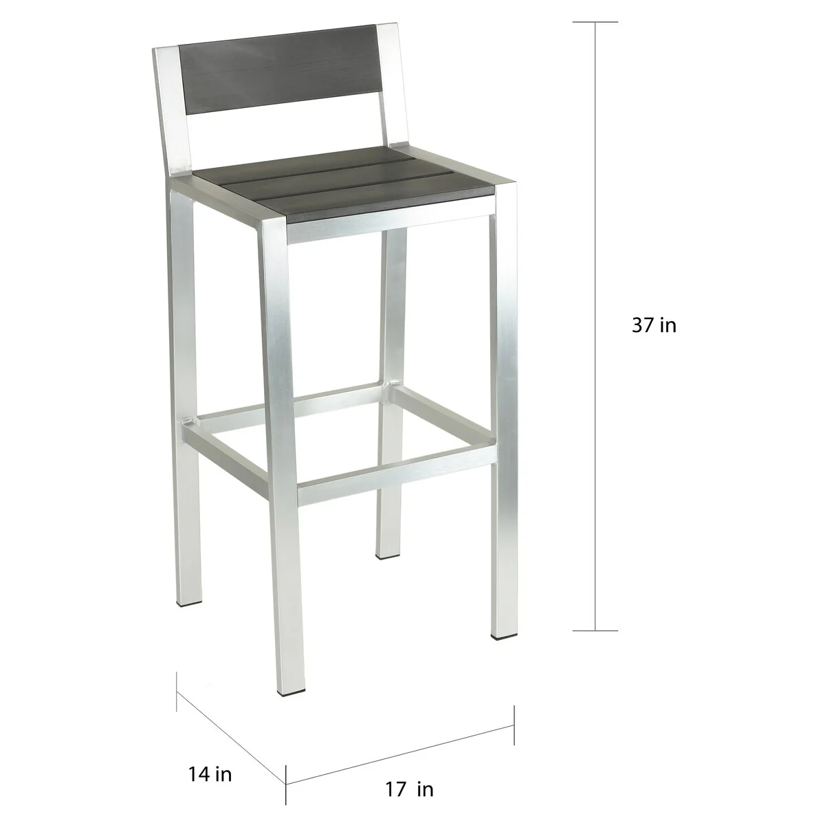 Knotts Brushed Nickel Aluminum Slate Grey Outdoor Barstool by Havenside Home