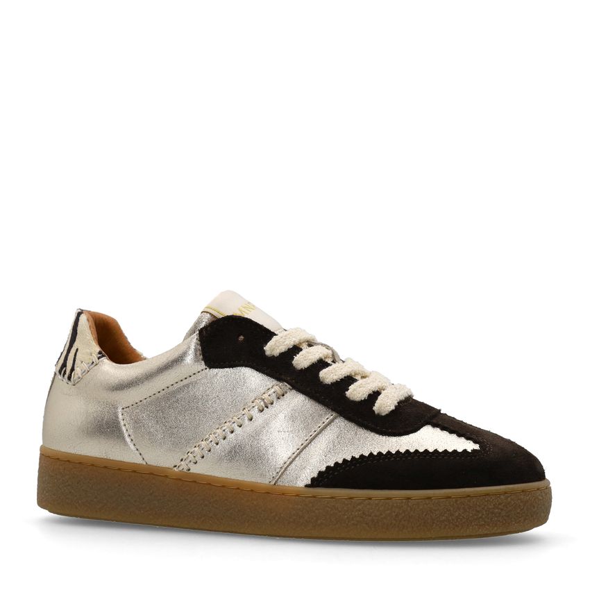 Manfield Gouden leren sneakers