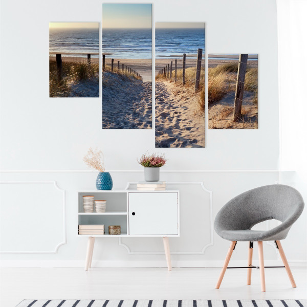 Obraz 4 Częściowy Plaża nad Morzem Północnym 3D 80x50cm