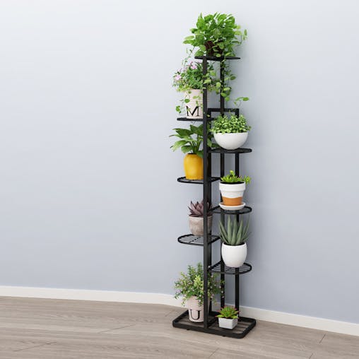 SOGA 8-Tier 9-Pot Black Metal Plant Stand Flowerpot Display Shelf Rack