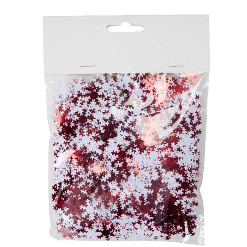 Décoration de table flocon de neige 70g PVC L2X2XH01 cm rouge et blanc