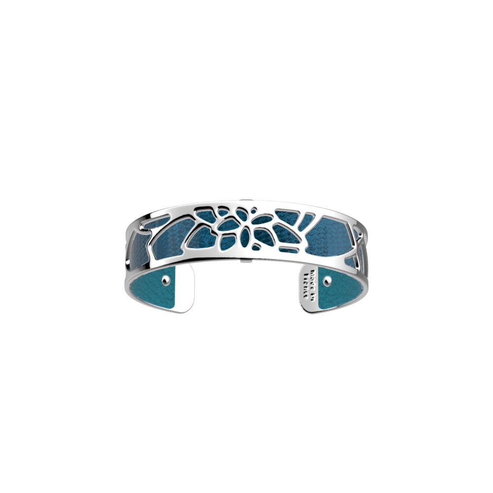 Manchette Nénuphar, cuir réversible Bleu Georgettes / écailles Bleutées