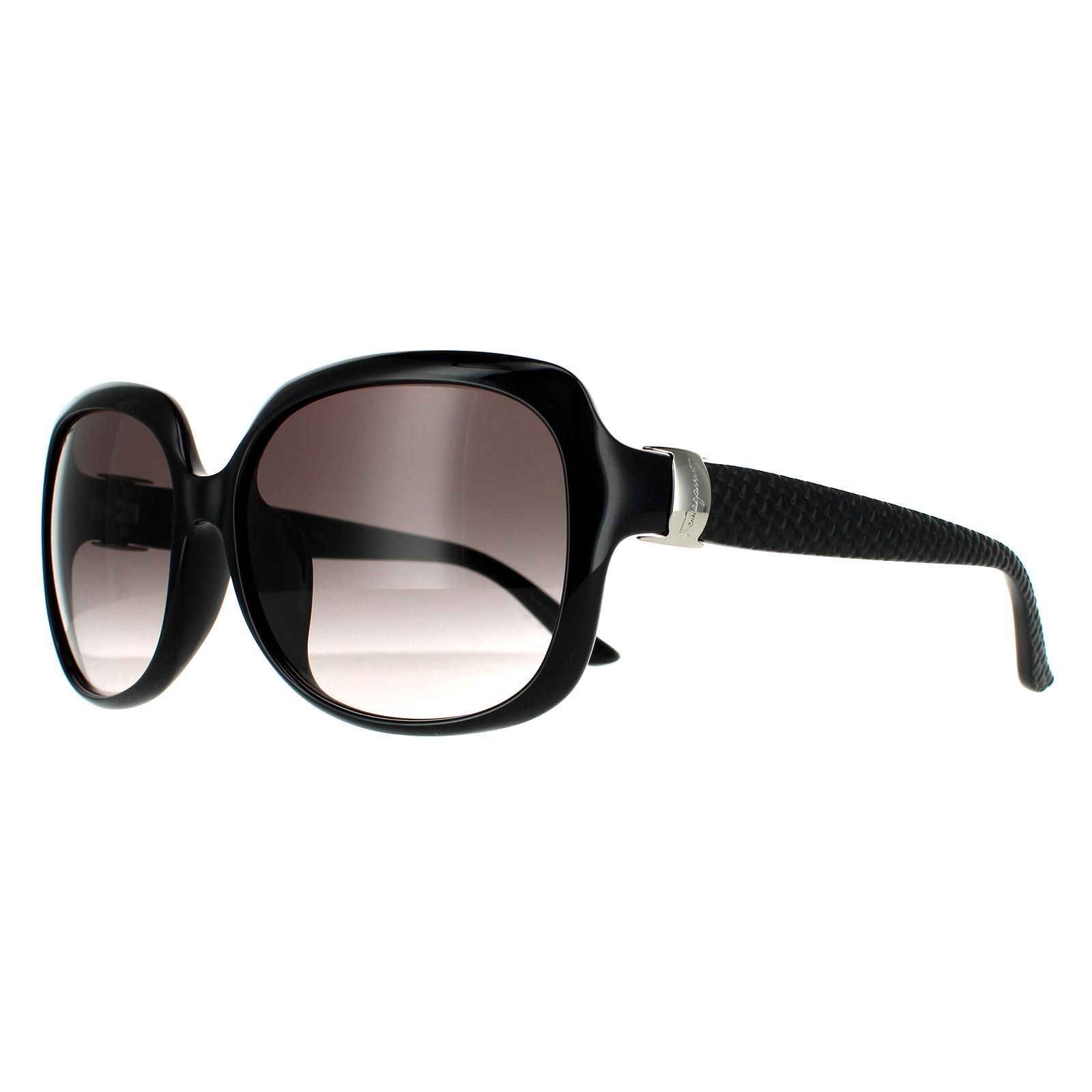 Salvatore Ferragamo Rectangle Black Grey Gradient Sunglasses