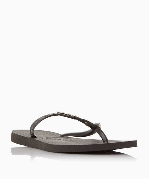 4129769 Black - Crystal Detail Flip Flops