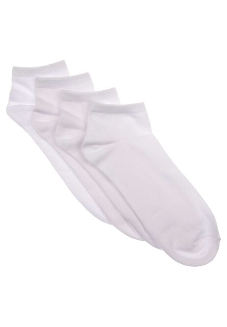 Womens 4pk White Super Soft Plain Trainer Socks