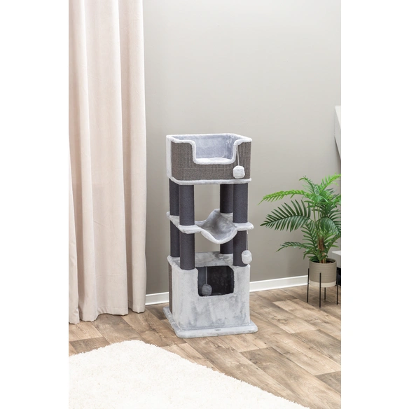 Kratzbaum, grau, H: 110 cm, grau, Plüsch, Sisal