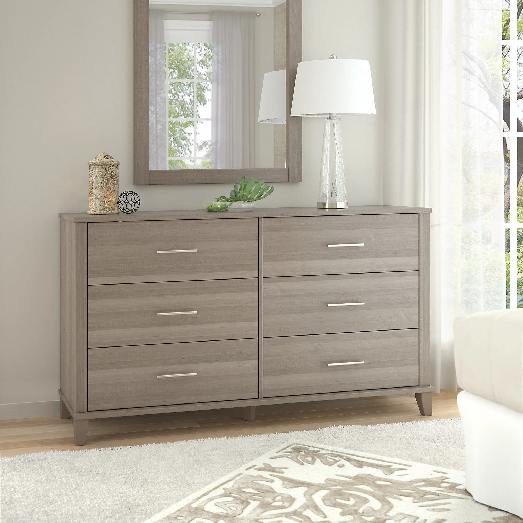 Transitional Grain-textured Grey Dresser