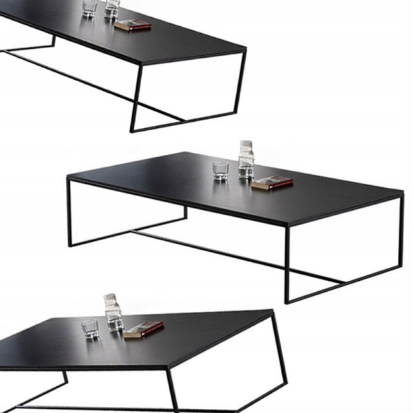 Stolik kawowy loft prostokątny gładki 120x60x42 cm czarny