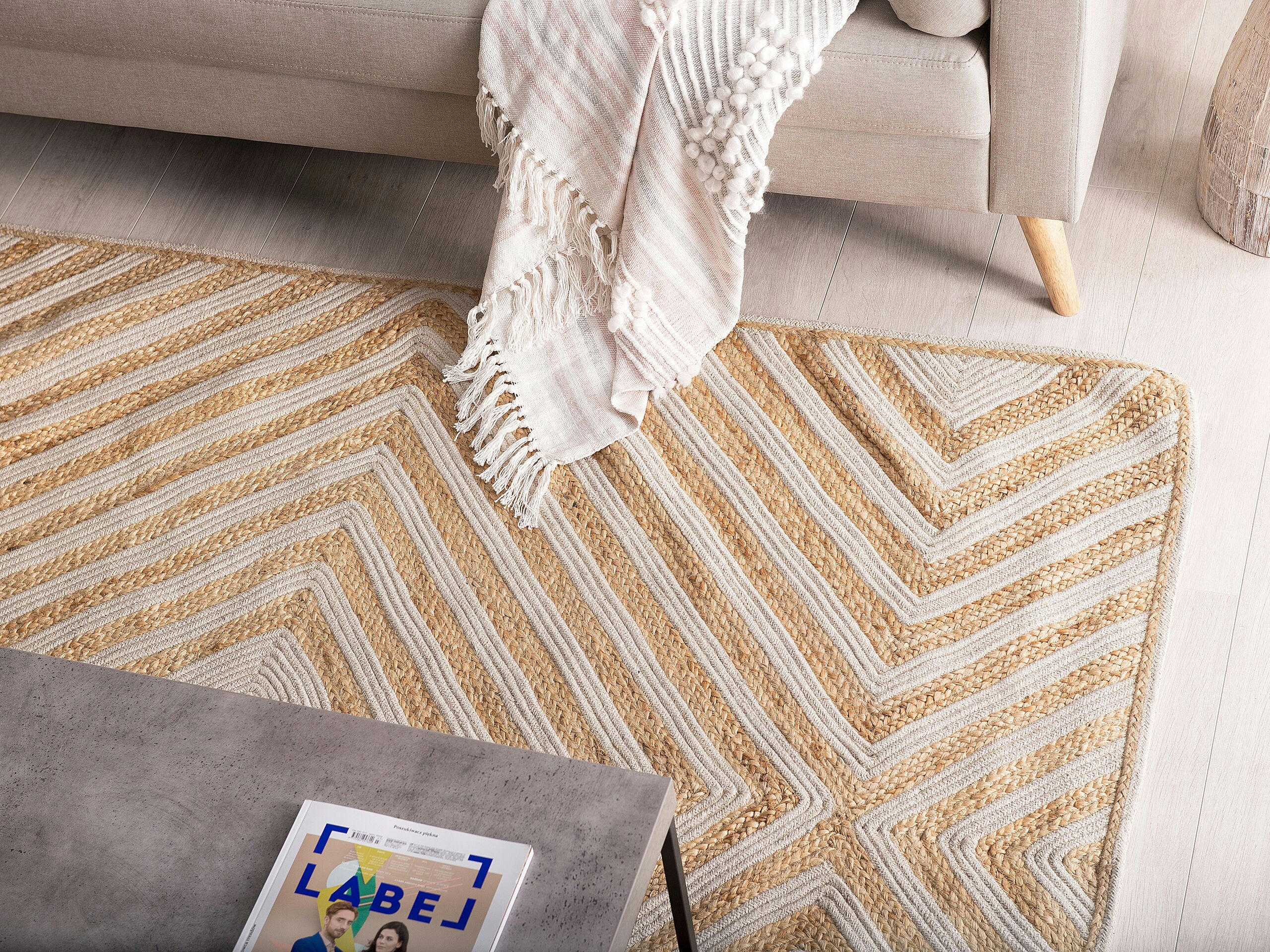 PIRLI - Tapis en tissu beige 200x140cm