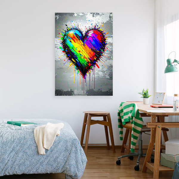 Obraz do sypialni salonu, Kolorowe Serce Graffiti Street Art 20x30