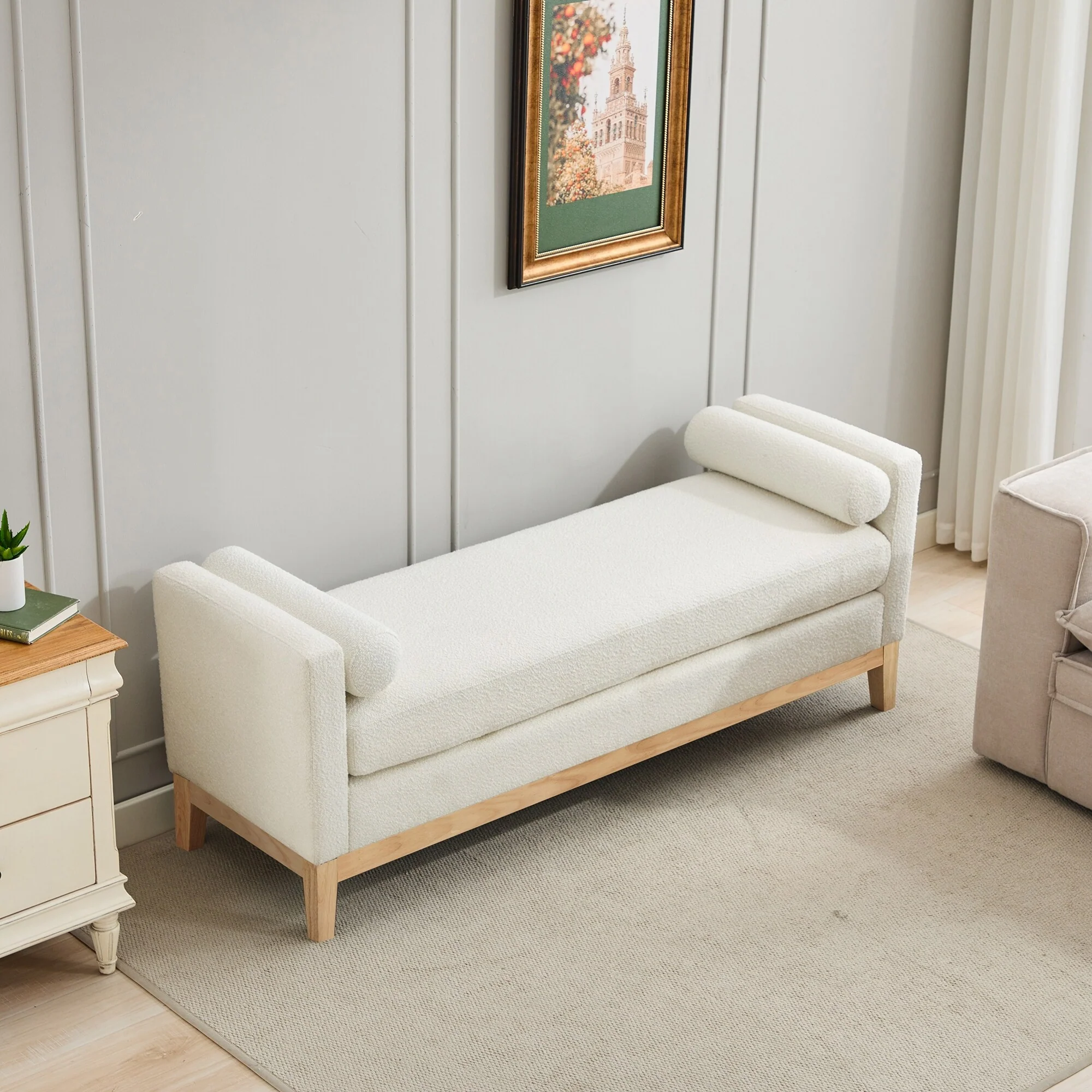 66.34W Elegant Upholstered Bench