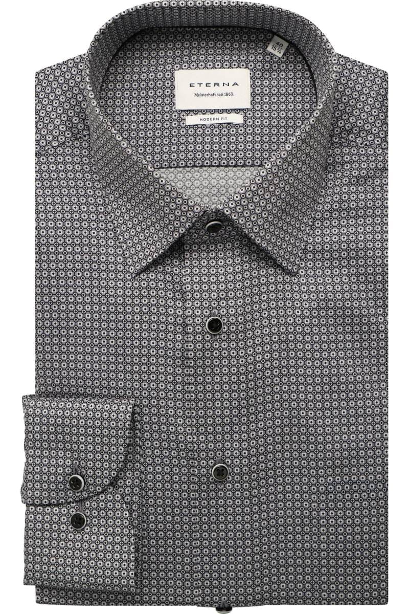 ETERNA Modern Fit Hemd grau, Bedruckt