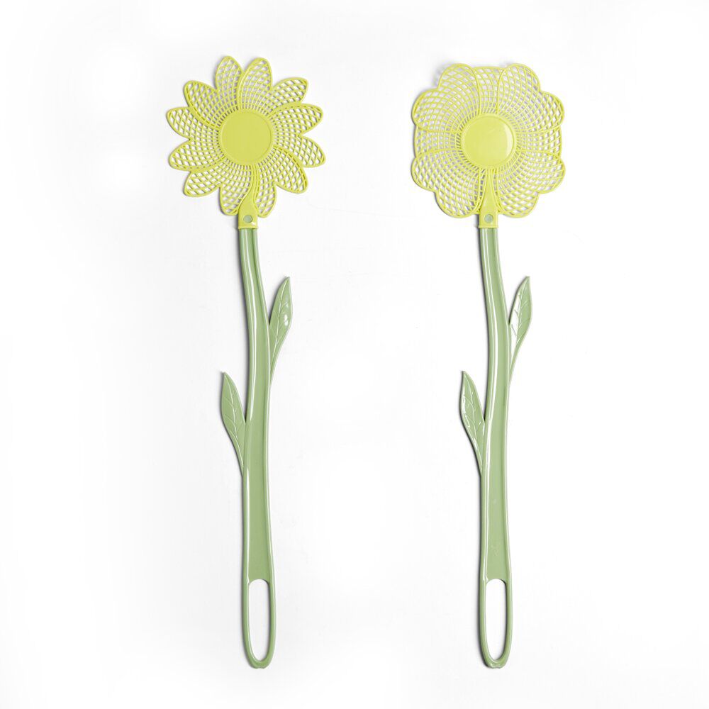 Tapette à insecte forme fleur plastique vert et jaune H47cm