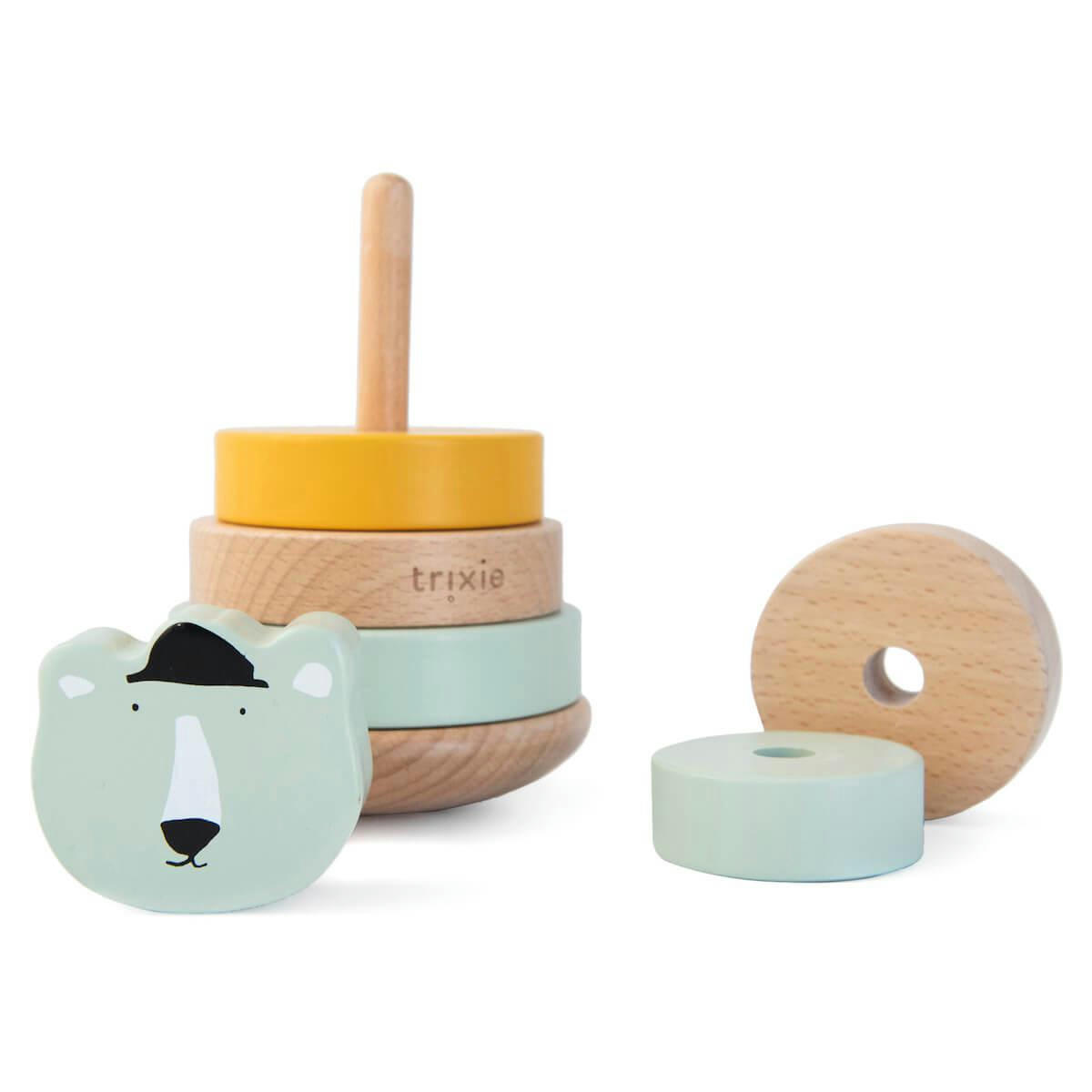 - Tour à empiler en bois ours Mr. Polar Bear