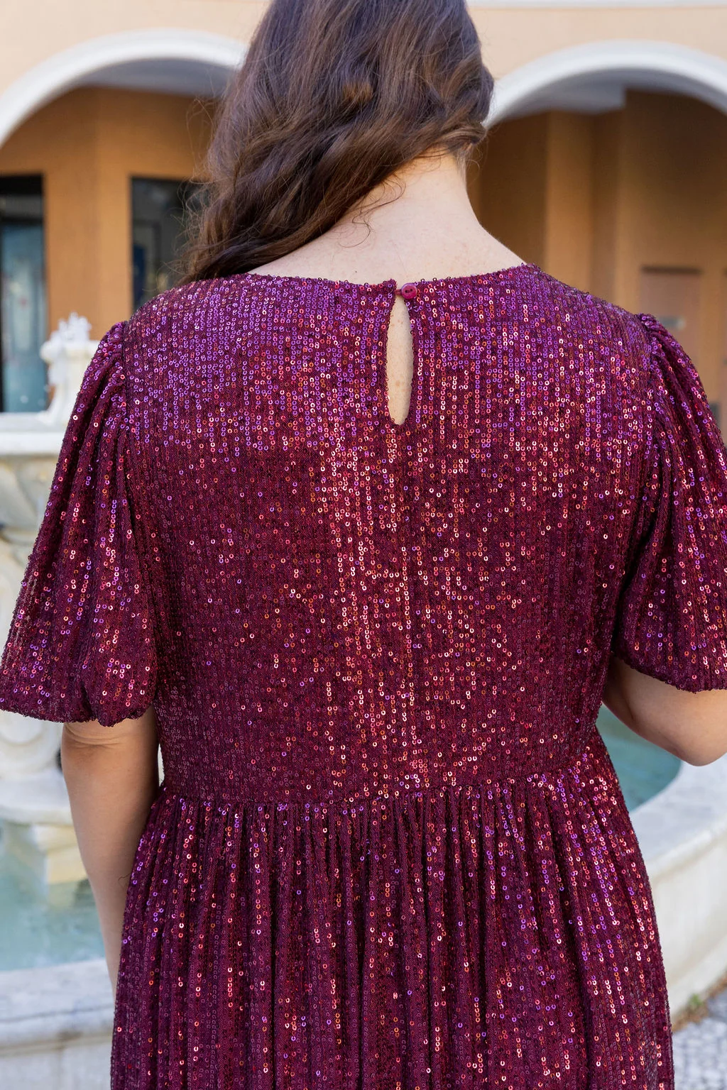 Glimmer Sequin Midi Dress in Wine