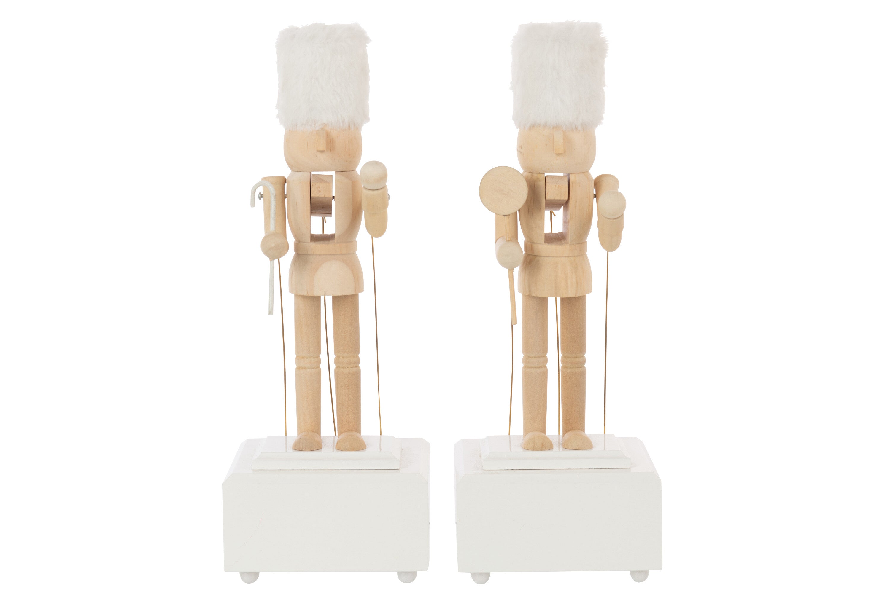 J-Line figuur Notenkraker Muziek - hout - naturel wit - 2 st