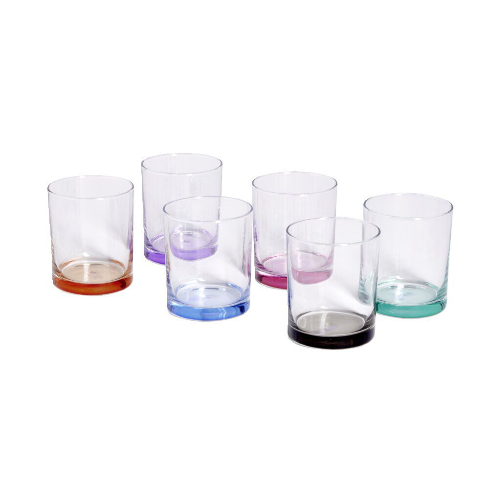 Lot de 6 gobelets en verre fond coloré 28cl
