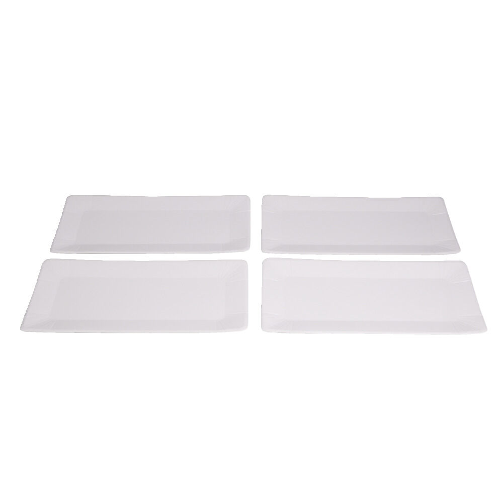 Plateau de présentation rectangulaire x4 carton métallisé blanc 19x37cm