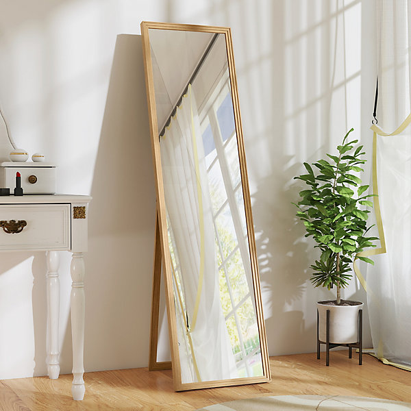 Miroir sur pied rectangulaire dim. 40L x 47l x 147H cm MDF aspect bois de chêne clair