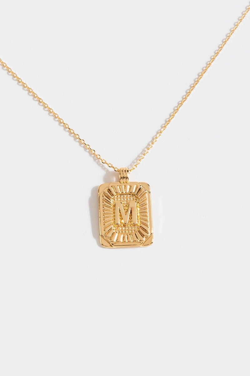 Initial ID Tag Pendant Necklace