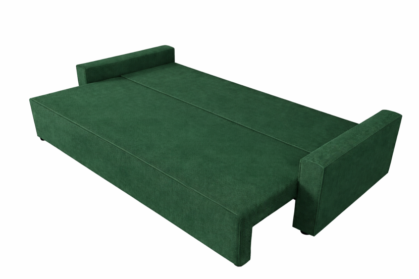 Sofa Mila butelkowa zieleń sztruks rozkładana pojemnik na pościel