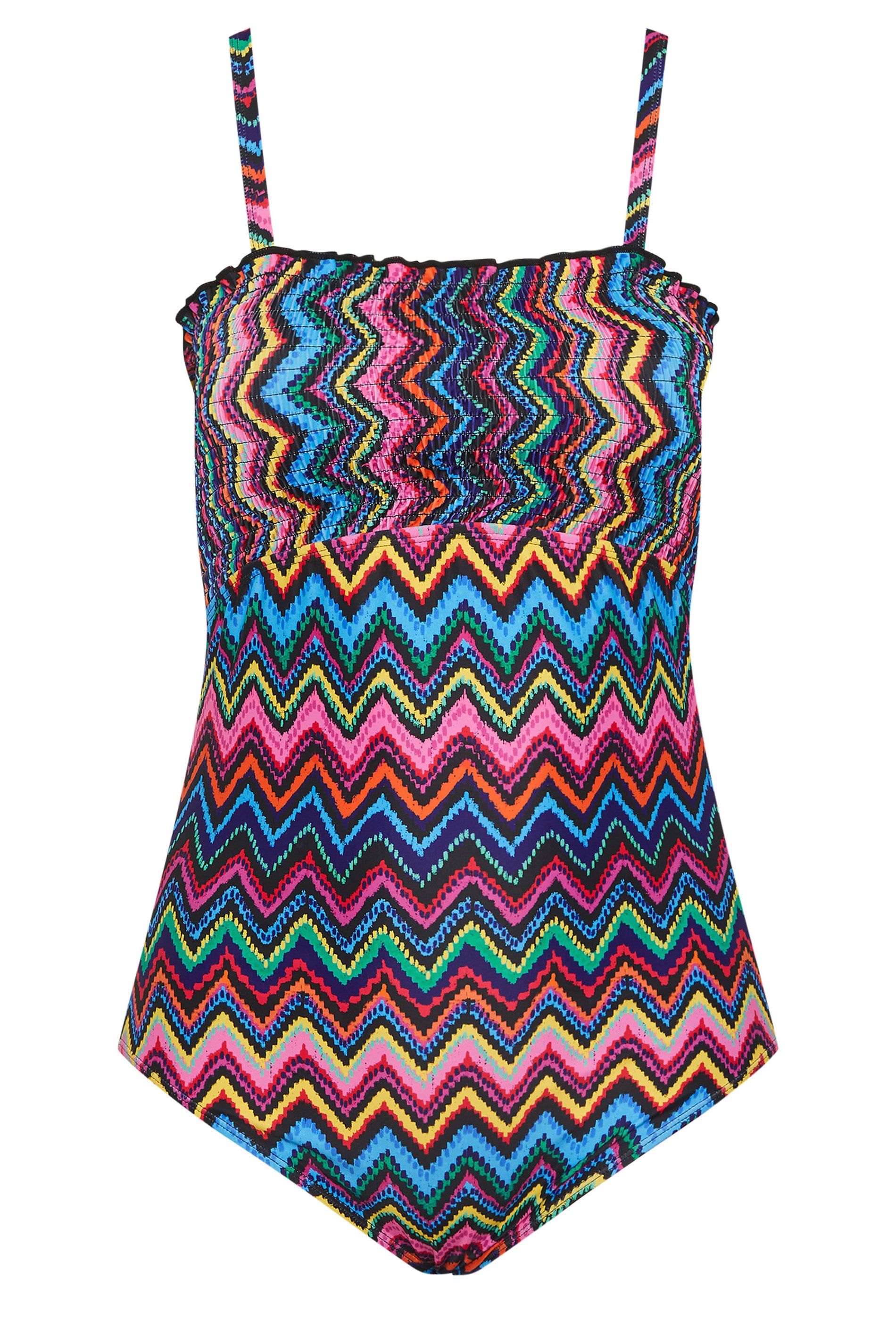 Yours Chevron Shirred Bandeau Swimsuit